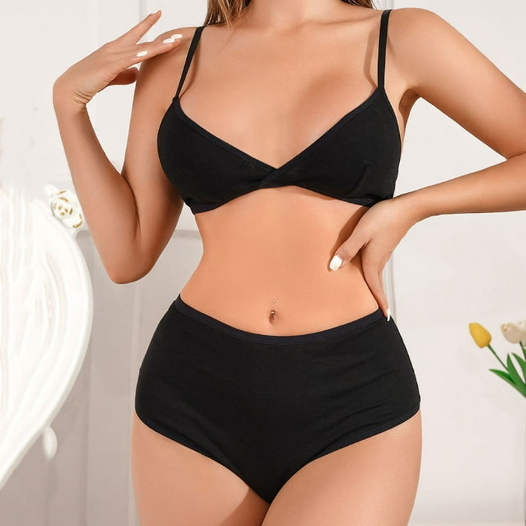 EHQJNJ Lace Bra and Panty Sets for Women Plus Size Bra Suit High Waist  Pants Double Shoulder Underwear Gathered up Comfortable and Breathable