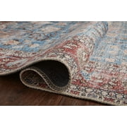 Loloi II Loren Collection LQ-01 Blue / Brick Oriental Area Rug 8-4 x 11-6