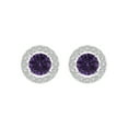 thumbnail image 3 of 14K Solid Gold Screw Back Stud Earrings for Women | 1.24 cttw Round Cut Simulated Alexandrite | White Gold, 3 of 5