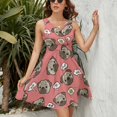 thumbnail image 3 of Pink Pattern with Cute Pugs Dress Fashion Beach Long Dresses Female Party Printed Sundress, 3 of 7