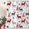 thumbnail image 2 of Christmas Shower Curtain, Buffalo Check Plaid Elk Snowflake Xmas Tree Winter Holiday Bathroom Curtain Waterproof Fabric Machine Washable with Hooks, 72" Wx84 L, 2 of 6