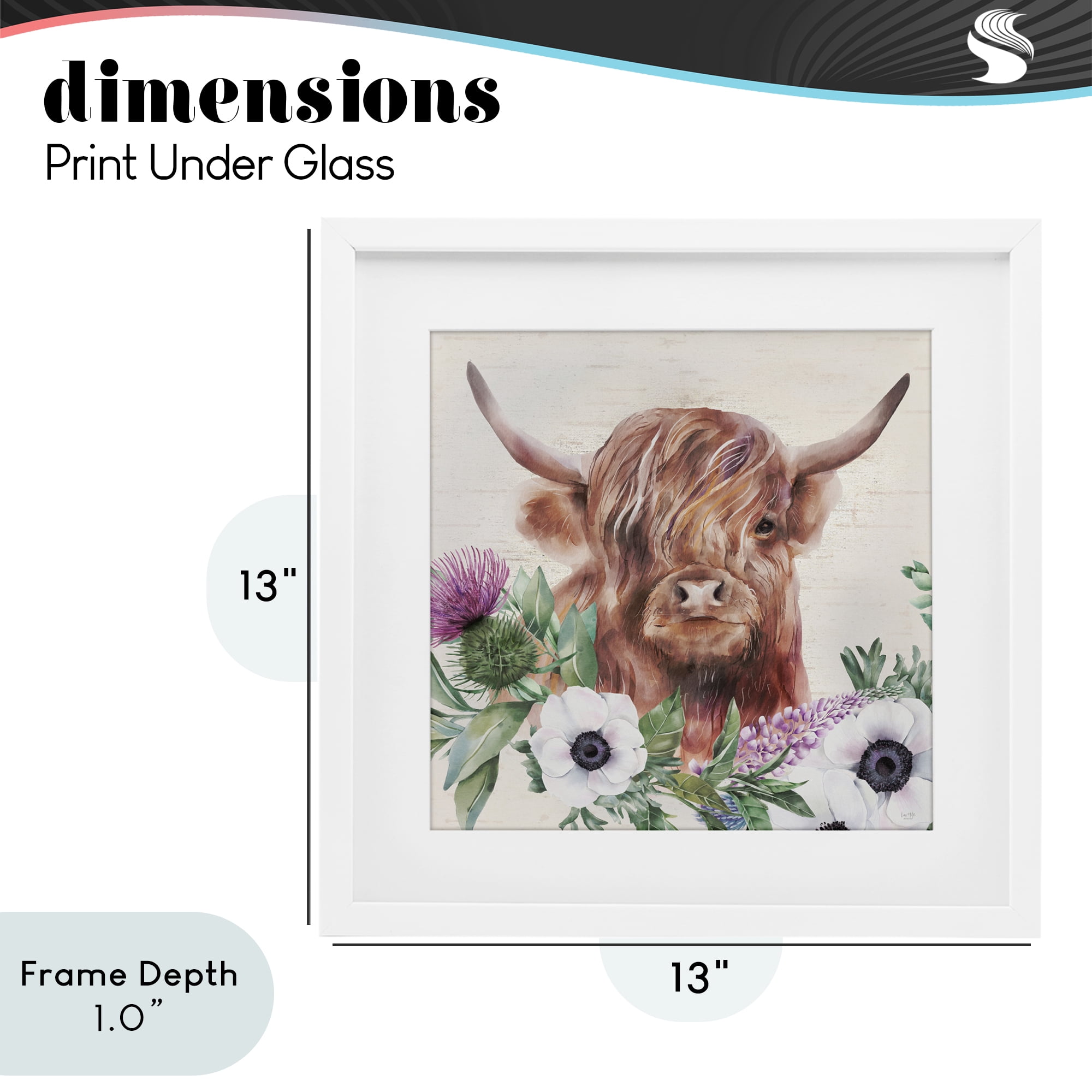 Stupell Industries Penny The Highland Cow White Framed Print Under Glass, design by Lux + Me Designs