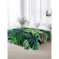 thumbnail image 5 of Palm Leaf California King Size Flat Sheet, Wrinkleproof & Fadeproof Cooling Flat Bed Sheet Only, Green Tropical Plant Summer Nature Scenery Breathable Soft Bedding Top Sheets 108 x 98 Inches, 5 of 8