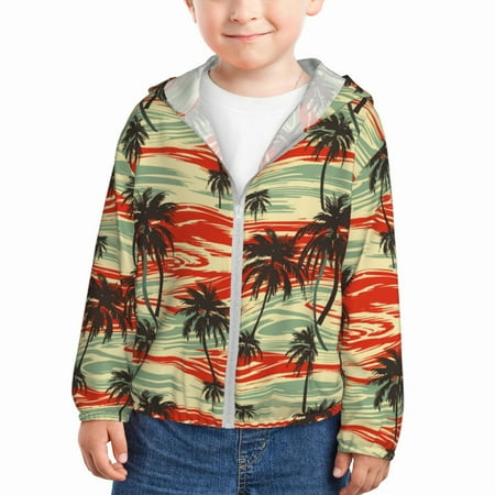 

Zeuib Colorful Hawaii Palms Print Girls & Boys Sun Protection Hoodie with UPF 50+ Children’s Quick-Dry Jacket Perfect for Outdoor Activities-3 Years