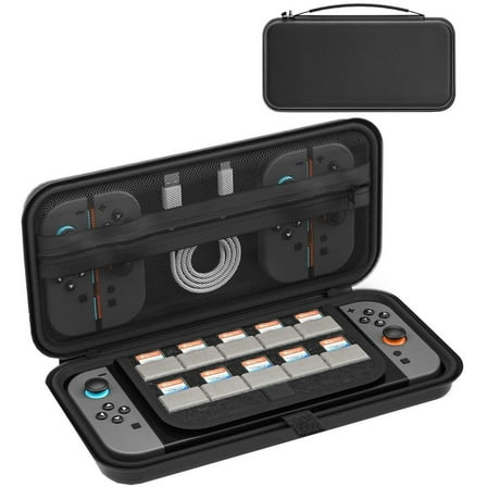 Switch 2 Carry Case Compatible with Switch 2, Switch 2 Travel Case, Nintendo Switch 2 Carrying Case with 10 Game Cartridges and Pocket for Switch 2 Accessories
