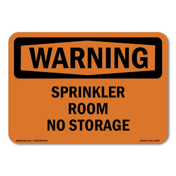 OSHA WARNING Sign - Sprinkler Room No Storage | Decal | Protect Your Business, Construction Site, Warehouse & Shop Area | Made in the USA