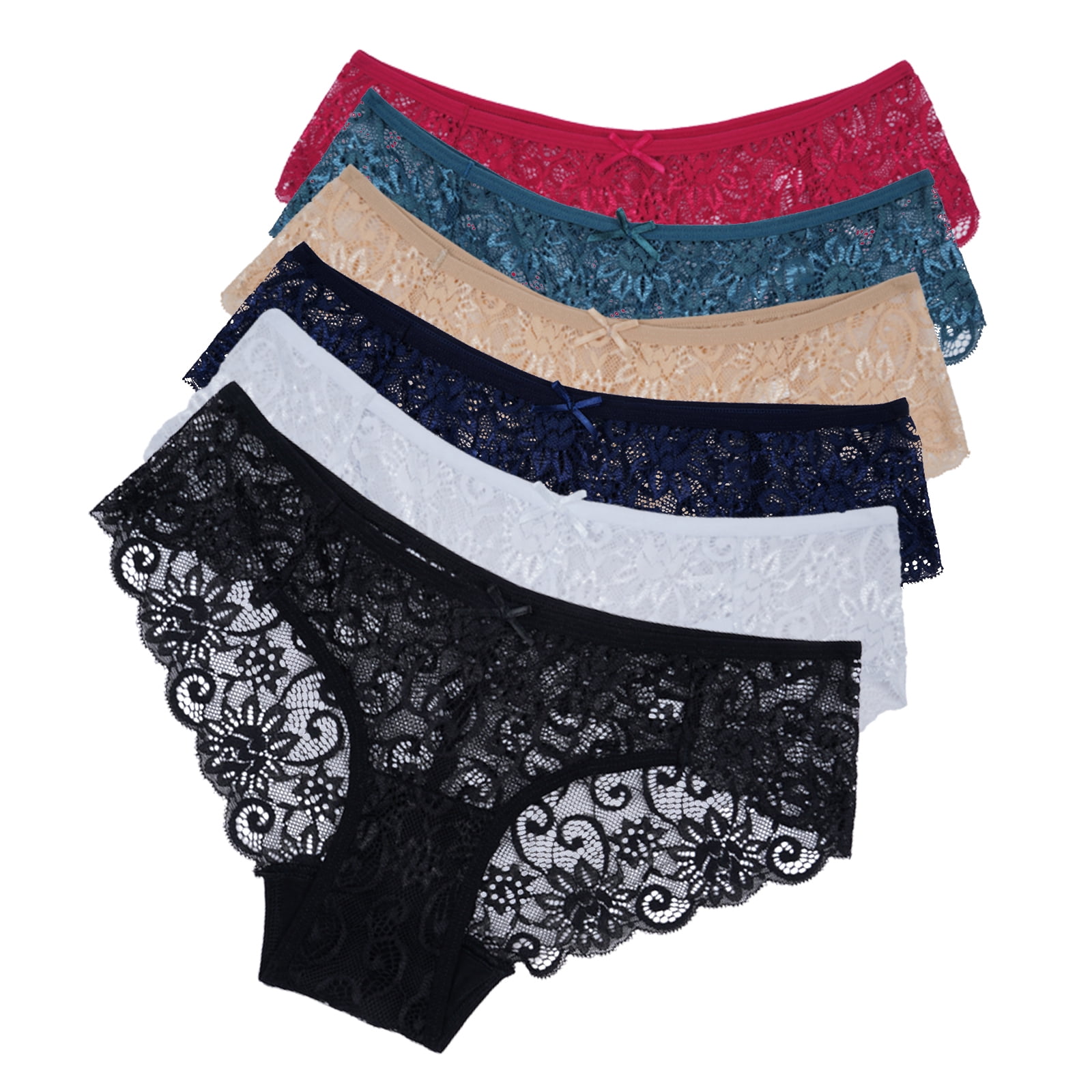 Lace Panties Cotton Underwear for Women Plus Size Cheeky Panties for Women Hipster 6 pack