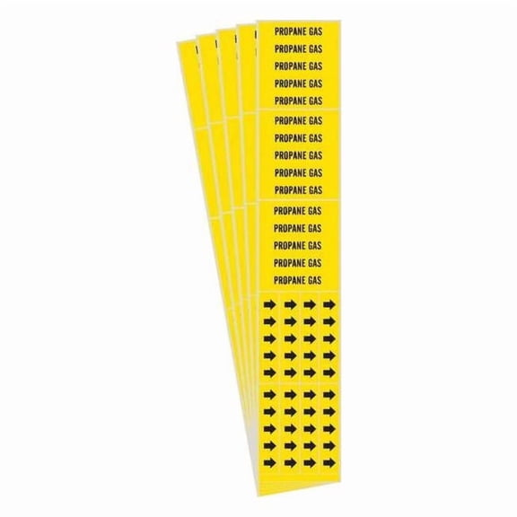 Brady Pipe Marker,Black,Propane Gas,PK5, 7227-3C-PK 7227-3C-PK