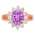 thumbnail image 7 of Halo Engagement Ring for Women - 2.72ct Simulated Alexandrite in 14K Rose Gold Promise Ring, 7 of 7