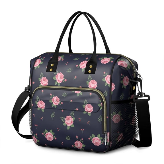 Pioneer Flower Floral Print Pattern Womens Lunch Box for Work,Insulated Large Lunch Bag,Leakproof Adult Lunch Bag for Work,Beach,Travel,Picnic,Camping