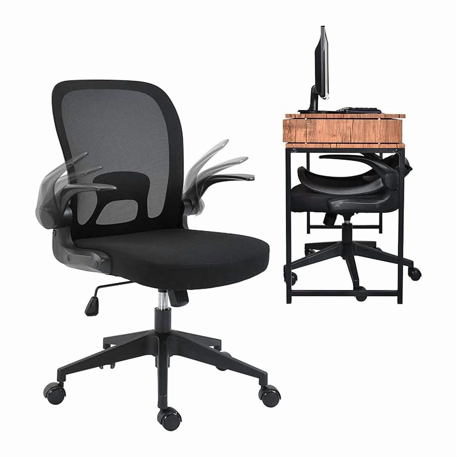 IPKIG Ergonomic Office Chair Mesh w/ Foldable Backrest, Mesh Home Office Computer Task Desk Chairs with Adjustable Arms & 360 Degree Universal Wheels (Black)