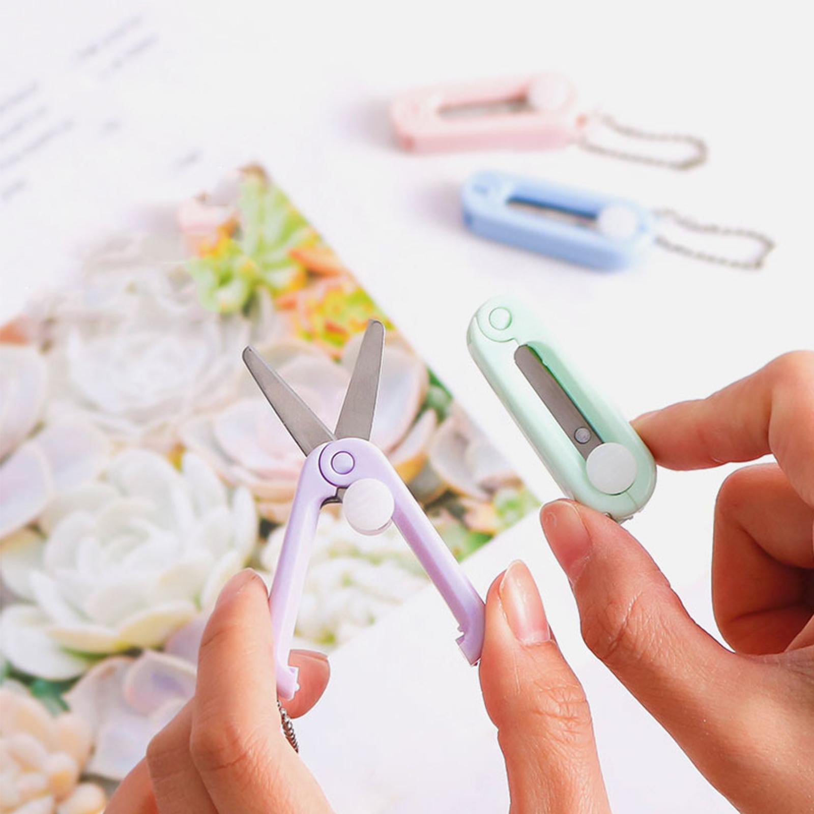 Folding Scissors Safe Portable Travel Scissors Foldable Telescopic Cutter  Pocket Mini Scissor with Keychain for Cutting, Scrapbooking, Crafting,  Sewing G9R7 