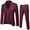 Wine, variant on Men's 3-Piece Suit Set, Jacket Pants and Vest, Business Formal Wear For Wedding Party Office and Special Occasions,Black,L