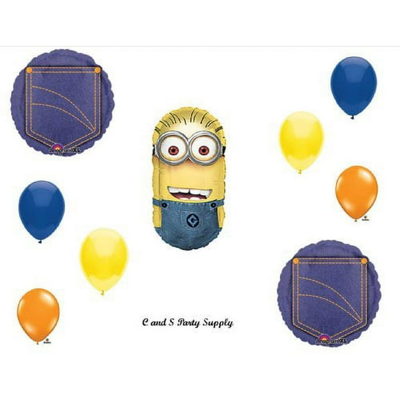 DESPICABLE ME 2 MINIonS Denim Happy Birthday PARTY Balloons Decorations Supplies