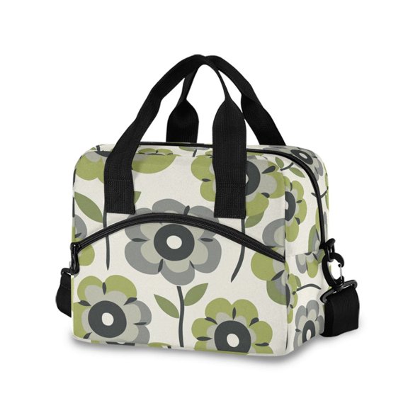 FORMRS Reusable Lunch Bag for Work School Leakproof Insulated Cooler with Adjustable Shoulder Strap, Retro Flower