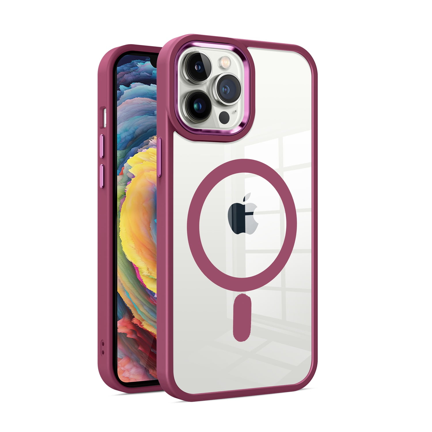 MOBESV MagSafe Hülle Für IPhone 14 Pro (6,1 Zoll) – Magnetisch, Stoßfest, Mattes Finish In Bordeaux – Mit Kameraschutz Und Rutschfester Griff