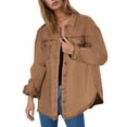 thumbnail image 2 of TrendOFT Womens Denim Jacket Basic Button Down Stretch Fitted Long Sleeves Jean Jacket Brown L, 2 of 9