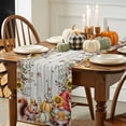 thumbnail image 3 of ERUNPONLY Fall Gnomes Table Runner - 36 Inch Long Thanksgiving Pumpkin Squirrel Sunflower Wooden Cotton Linen Blended Dress Scarves Farmhouse Table Runner for Kitchen Dining, Coffee Table, 13" x 36", 3 of 8
