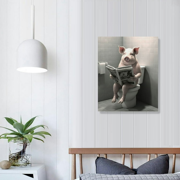 Colorful Pig Canvas Wall Art - Framed Animal Painting For Living Room, Bedroom, Bathroom Decor (Multiple Sizes)