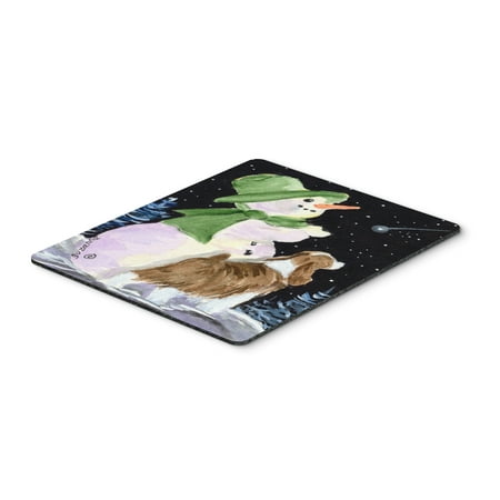 Snowman with English Springer Spaniel Mouse Pad / Hot Pad / Trivet
