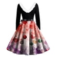 thumbnail image 3 of Women's Casual Fashion Plush V-Neck Christmas Printed Dresses, Holiday Print, Retro Style, Party Dress, Comfort Wear, Festive, Elegant,Vermilion,3XL, 3 of 3