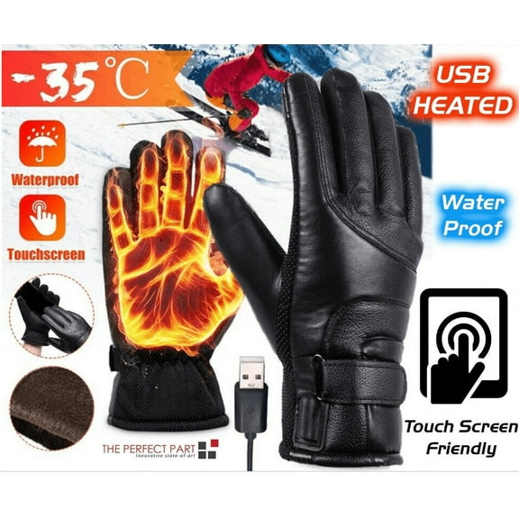 Electric USB Heated Gloves Winter Warming Thermal Ski Snow Hand Warm Windproof