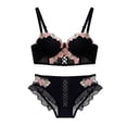 thumbnail image 1 of Brasier Mujer Tela de Mantequilla conjunto de Sujetador Retro Fruncido con Pecho Pequeño para Mujer, Lencería Estilo Pure Desire, conjunto de Dos Piezas con Bordado de Flores Grande, 1 of 4