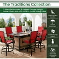 thumbnail image 6 of Hanover Traditions 7-Piece Outdoor High Dining Fire Patio Set, 6 Counter-Height Padded Sling Swivel Chairs and Slat-Top Gas Fire Pit Aluminum Table, Brushed Bronze Finish, Rust-Resistant, All-Weather, 6 of 8