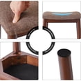 thumbnail image 3 of Saddle Cushion Vanity Stool Chair, Foot Rest Stool with Solid Wood Legs, Modern Vanity Bench Ottoman for Piano, Upholstered Seat for Bedroom, Entryway, Walnut Legs&Brown Linen WBD007HC, 3 of 9