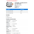 thumbnail image 2 of Left Headlight - Compatible with 2014 - 2017 Toyota Tundra 2015 2016, 2 of 2