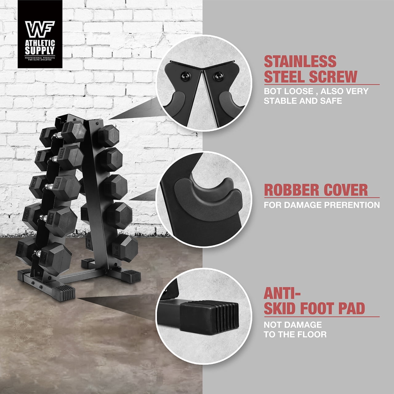 WF Athletic Supply Heavy Duty A-Frame Dumbbell Storage Rack, Steel Dumbbell Holder, Dumbbell Stand & Weight Racks for Home Gym Dumbbell Storage, RACK ONLY, Sizes Option Available