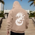 thumbnail image 2 of RUTAYY Men's Hoodie Long Sleeve Drawstring Front Pocket Dragon Graphic Back Print Pullover Sweatshirt Brown, 2 of 4