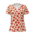 thumbnail image 3 of Naloa Tomatoes And Chili Print T-Shirts Short Sleeve V Neck Tees for Women Fashion Tops Trendy Lightweight Soft Casual Summer Outfits Clothes, 3 of 5