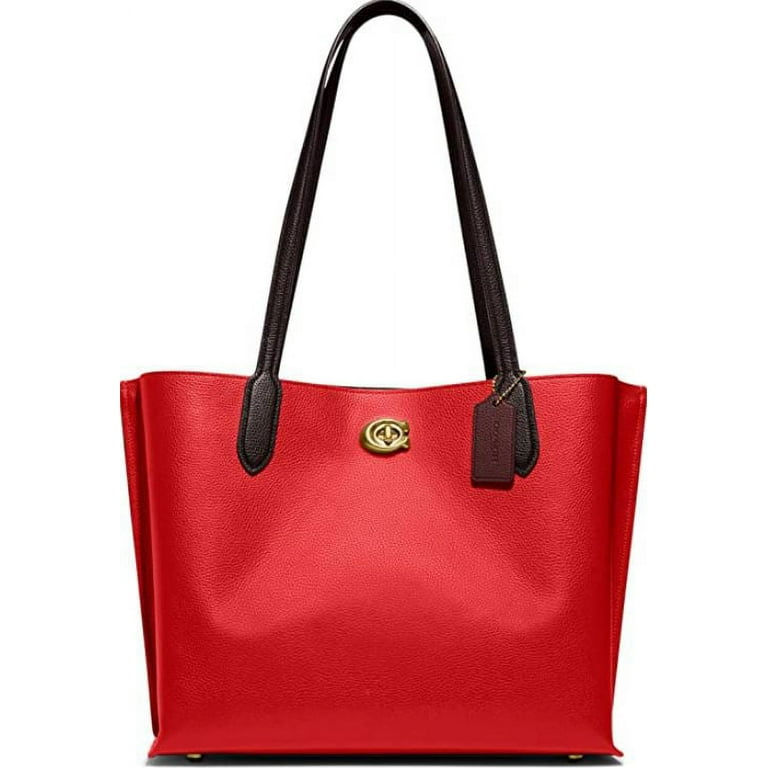 COACH Womens Color-Block Leather Willow Tote Sport Red Multi