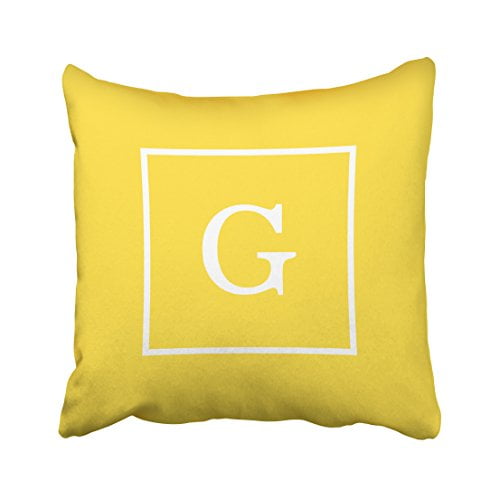 Rylablue Decorative Decors Pineapple Yellow White Framed Initial Monogram Throw Pillow Case Cushion Cover Home Sofa Decorative Pillows Size 18x18 Inch