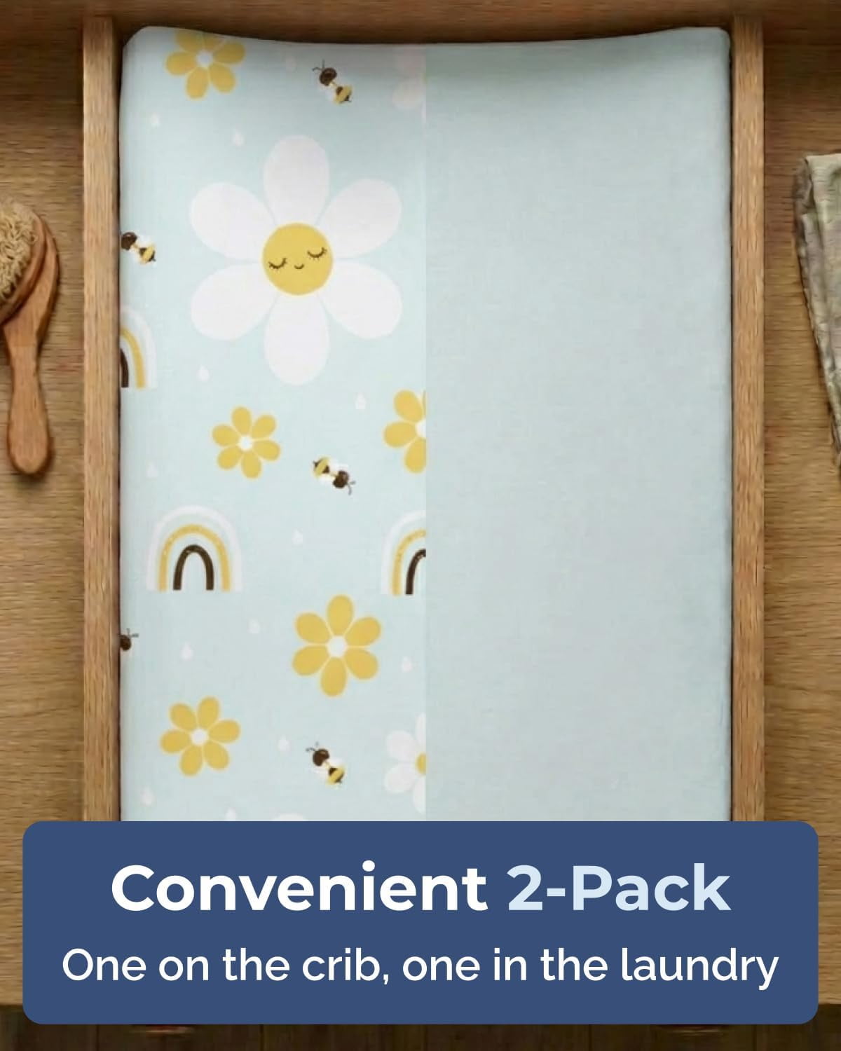 Changing Pad Cover - Pack of 2 Soft Unisex Diaper Change Microfiber Table Sheets - Fits 32"x16" Contoured Pad - Changing Pad Cover for Baby Boys & Girls - Machine Washable - Oeko-Tex, Rainbow Bloom