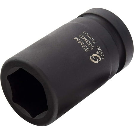 

Sunex 533MD 1 Inch Drive 33mm Deep Impact Socket Cr-Mo Steel Radius Corner Design Chamfered Opening Dual Size Markings