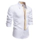 thumbnail image 1 of Blusa y camisa de manga larga con cuello vuelto para hombre, informal, a la moda, con botones sólidos, de poliéster, de manga larga y cuello vuelto., 1 of 9