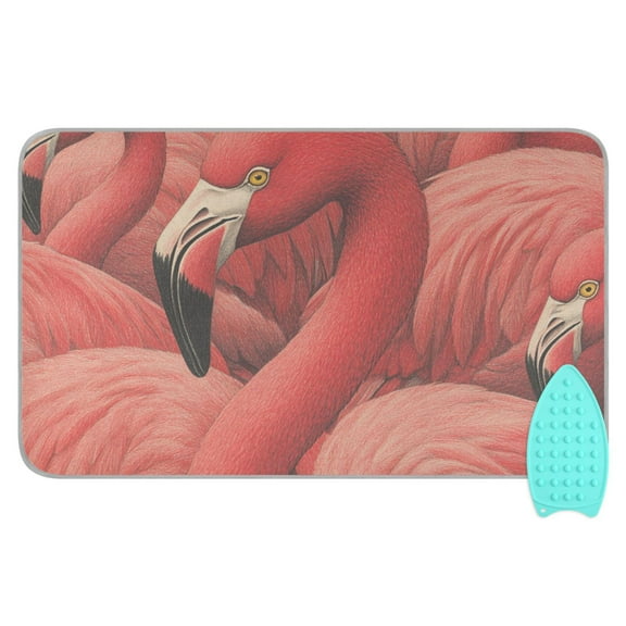 Red Flamingos Ironing Mat Blanket for Table Top Travel Portable Ironing Board Pad 47.2x27.6 Inch