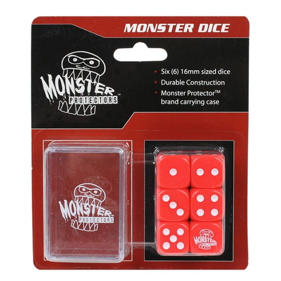 Dice - Monster Protectors Set of 6 D6 Logo Die with Pocket Carrying Case (Red)