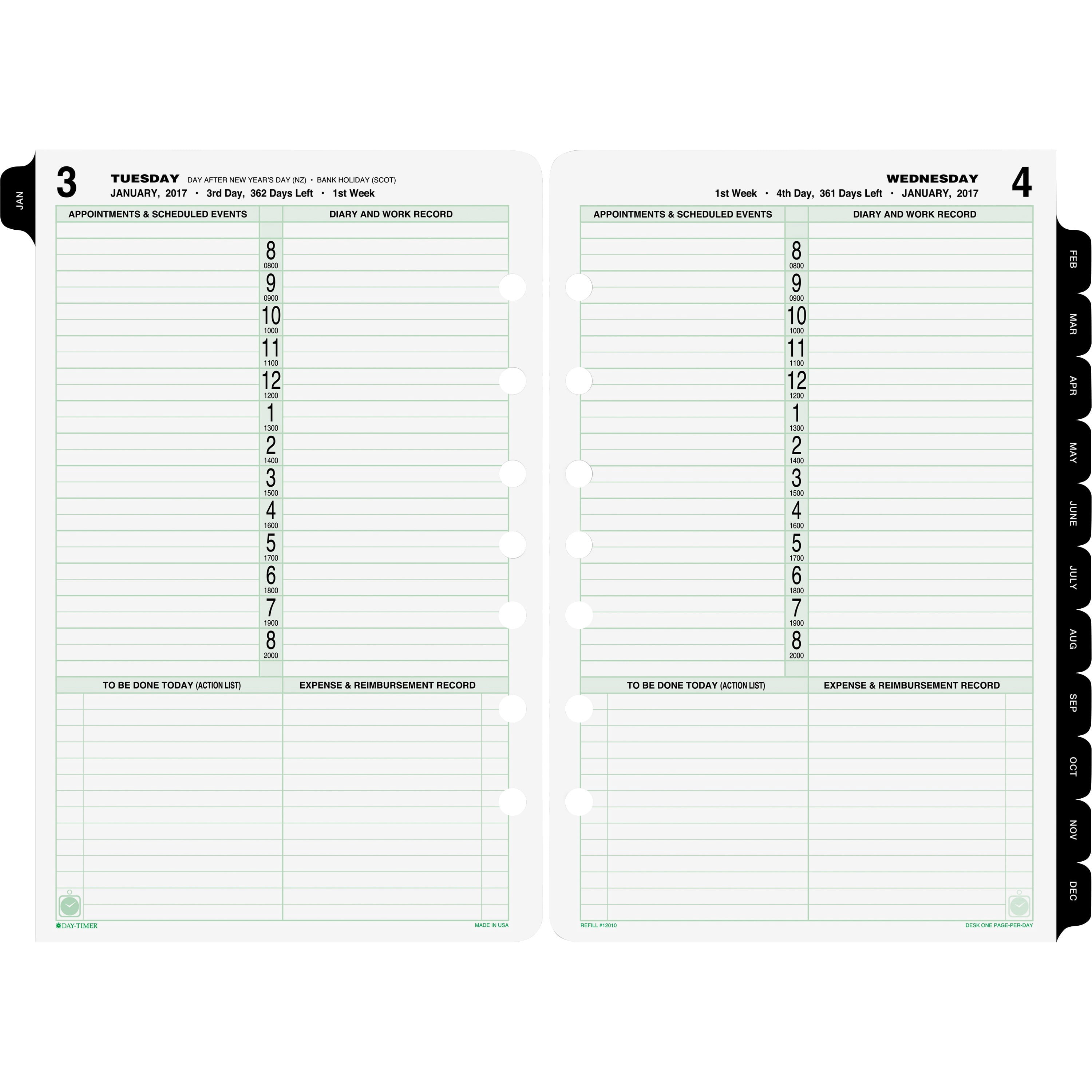 Day Timer 1 Page Per Day Planner Page Refill Walmart