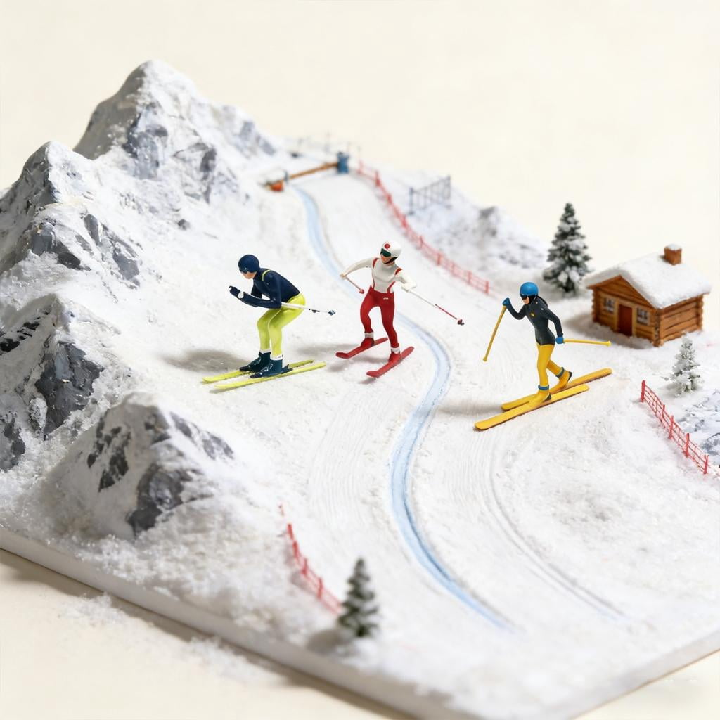 1:64 Scale Hand Painted Miniature Figure Realistic Miniature Skiing People Figure Model for Photography,Collectors