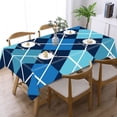 thumbnail image 3 of Blue Argyle Harlequin Tartan Rectangular Tablecloth 55"x70" with Lace Edge, Washable Durable Table Cover for Dining, Indoor Outdoor Home Restaurant Decor, 3 of 5