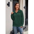 thumbnail image 3 of NAYTOAO Women Ruffle Collar Polo Knit Sweater Long Sleeve Button Pullover, 3 of 7