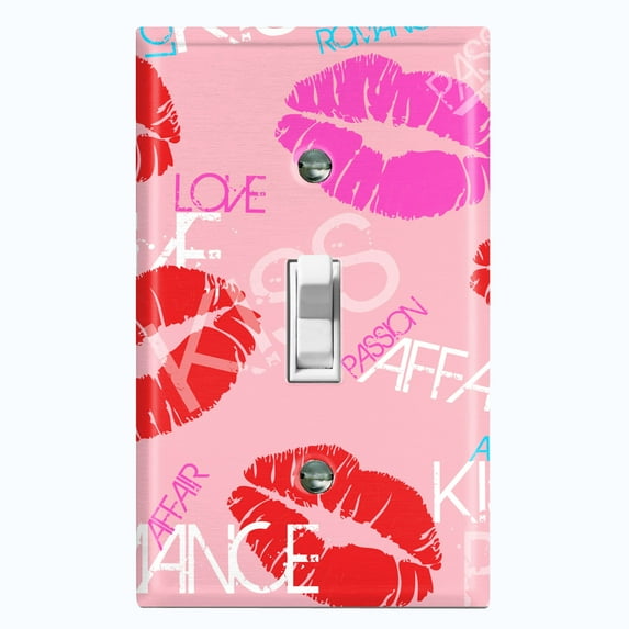Metal Light Switch Plate Cover Lipstick Kisses Love Romance Pink LOV002