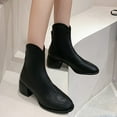 thumbnail image 4 of Aueoeo Women's Ankle Boots Low Chunky Block Heel Booties With Back Zipper Spring Fall Short Boots Fashion Faux Leather Shoes, 4 of 8