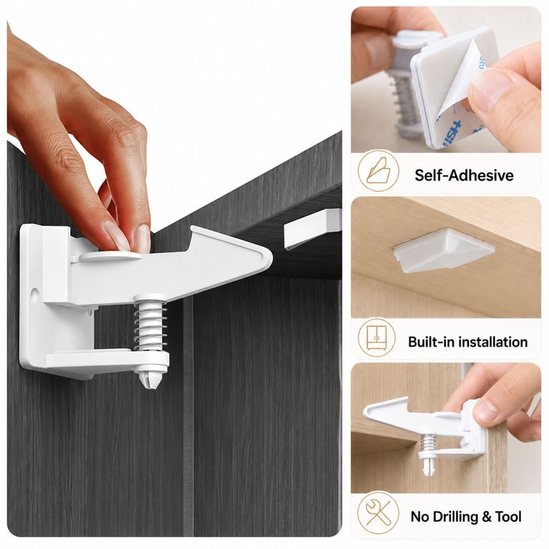EEEkit Cabinet Safety Locks, 10 Pack with Buckles photo 3