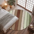 thumbnail image 3 of 4ft Round Rug, Sage Green Non-Skid Rubber Backing Large Area Rugs - Living Room Bedroom Home Office, Farmhouse Wood Grain Vintage Brown Striped Indoor Floor Mat Carpets Washable Rug, 3 of 9