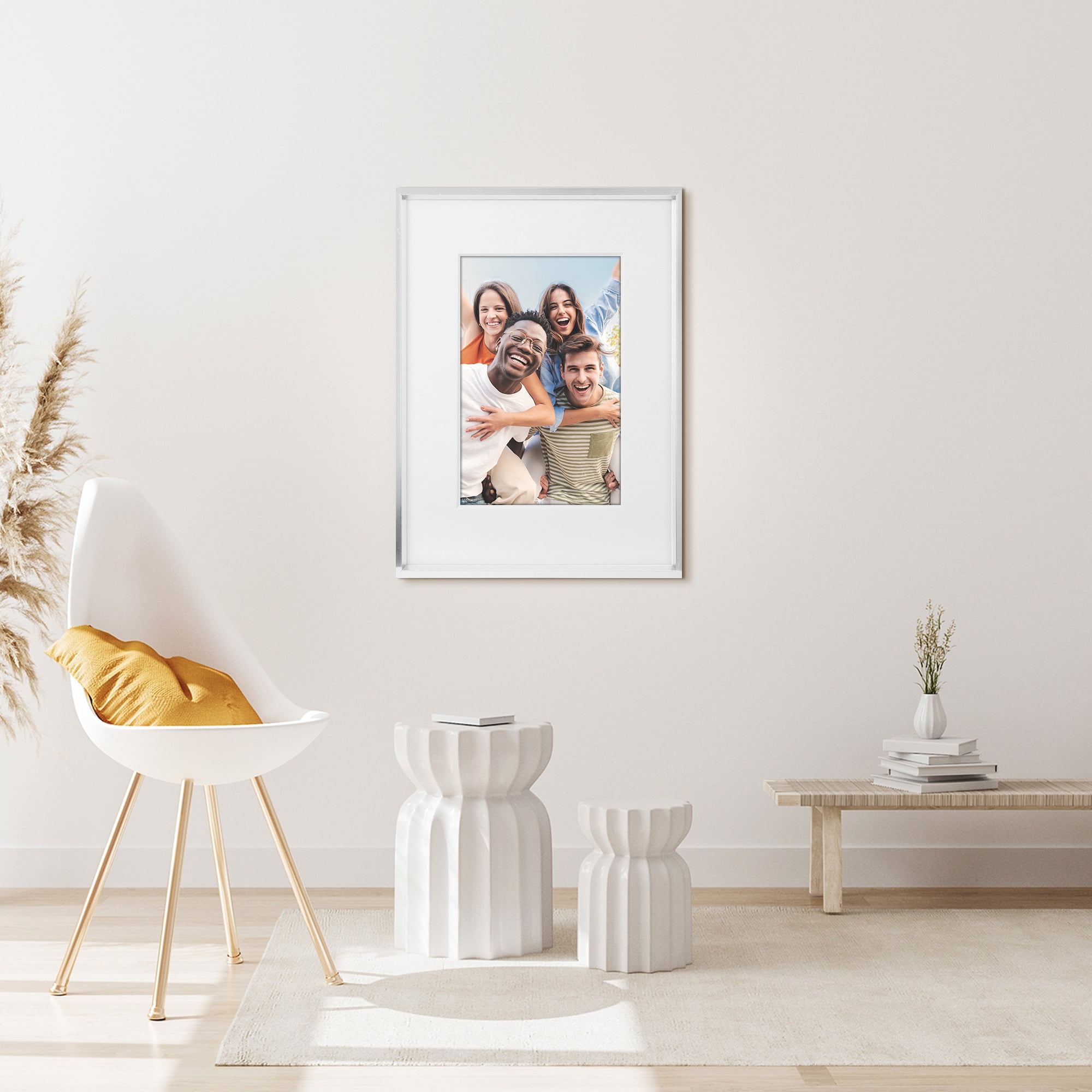Unique Bargains Aluminum Picture Frame for Wall Decor Silver 4x6