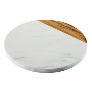 Round marble ceramic cutting board. Marble trivet in white or black with  gold veins and leather chord. Cheese serving tray slab to display with